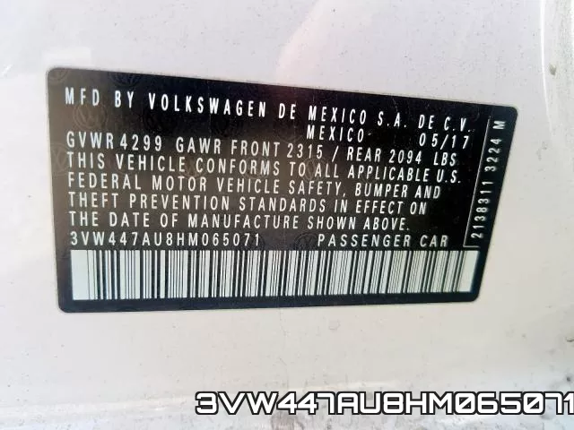 3VW447AU8HM065071