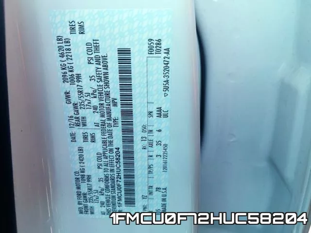 1FMCU0F72HUC58204
