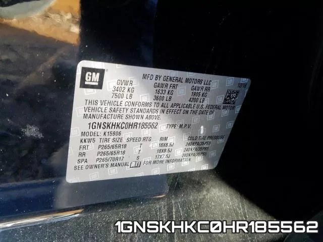 1GNSKHKC0HR185562