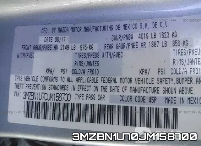 3MZBN1U70JM158700