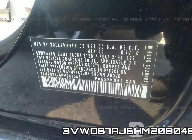 3VWDB7AJ6HM208045