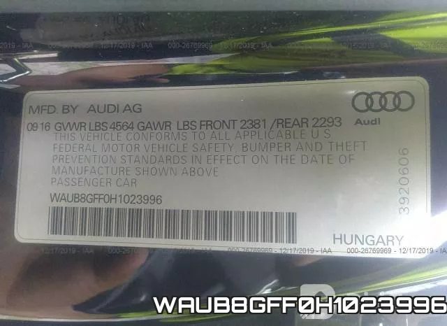 WAUB8GFF0H1023996