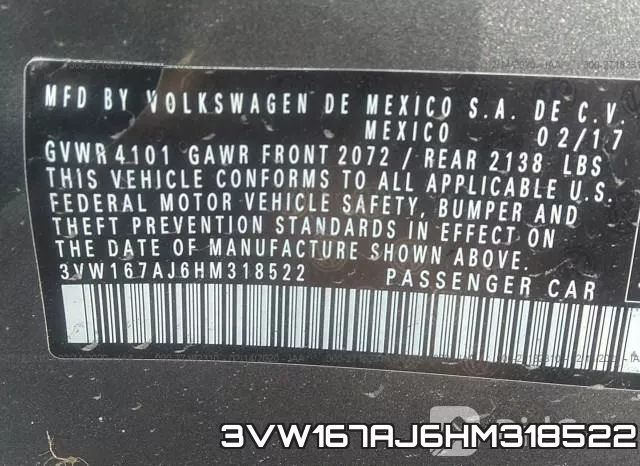 3VW167AJ6HM318522