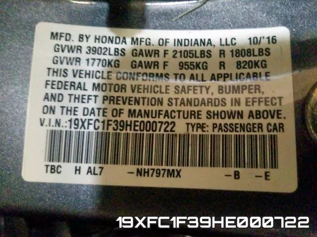 19XFC1F39HE000722