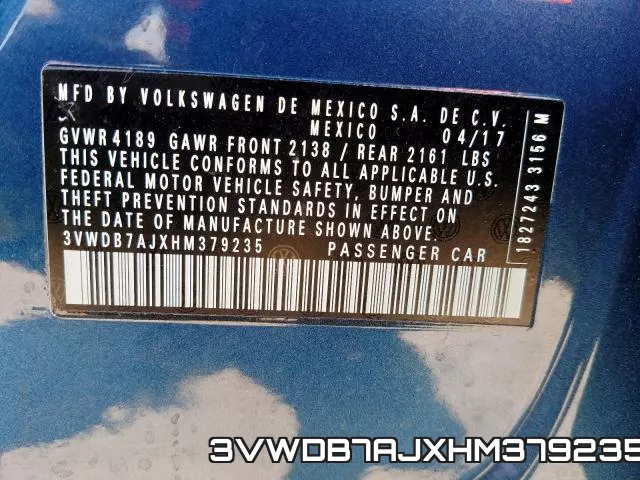 3VWDB7AJXHM379235