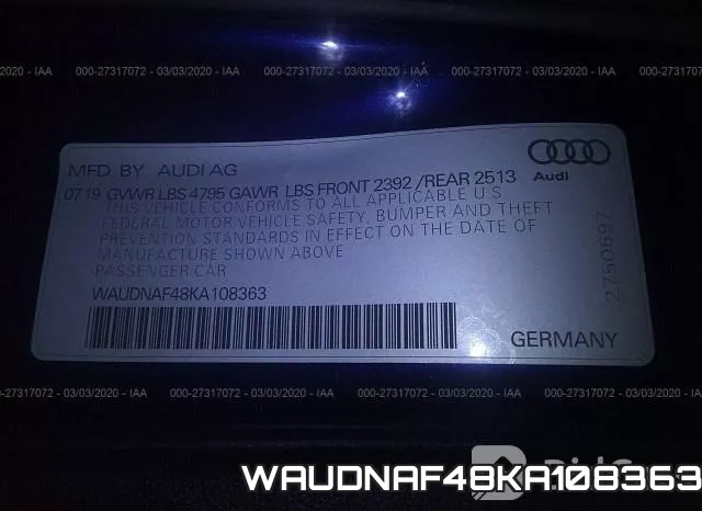 WAUDNAF48KA108363