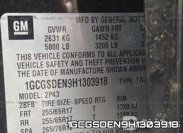 1GCGSDEN9H1303918