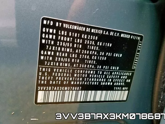 3VV3B7AX3KM078687