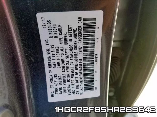 1HGCR2F85HA269646