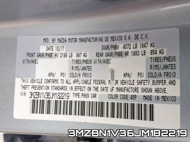 3MZBN1V36JM182219