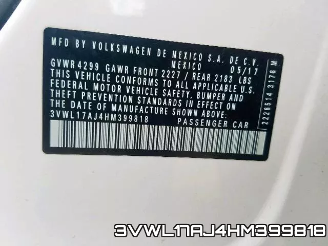 3VWL17AJ4HM399818