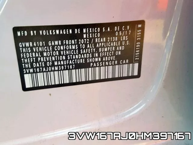3VW167AJ0HM397167