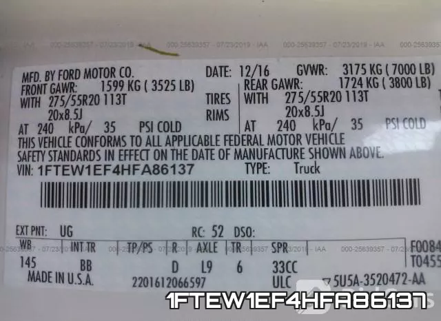 1FTEW1EF4HFA86137