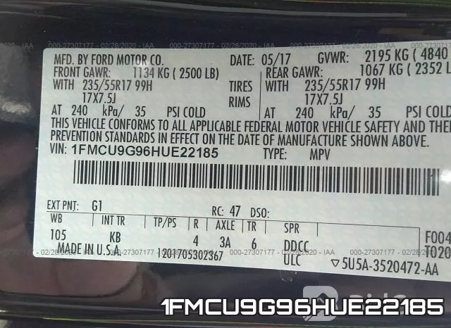 1FMCU9G96HUE22185