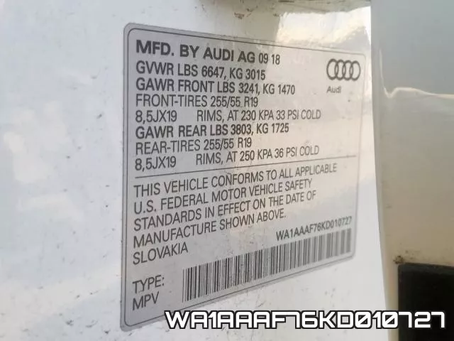 WA1AAAF76KD010727