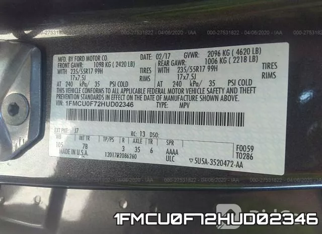 1FMCU0F72HUD02346