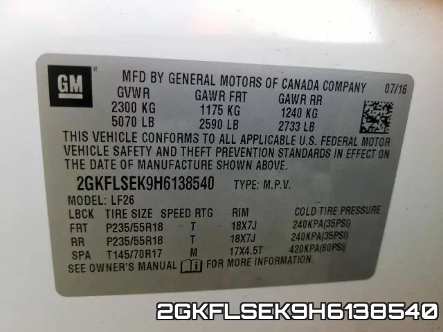 2GKFLSEK9H6138540