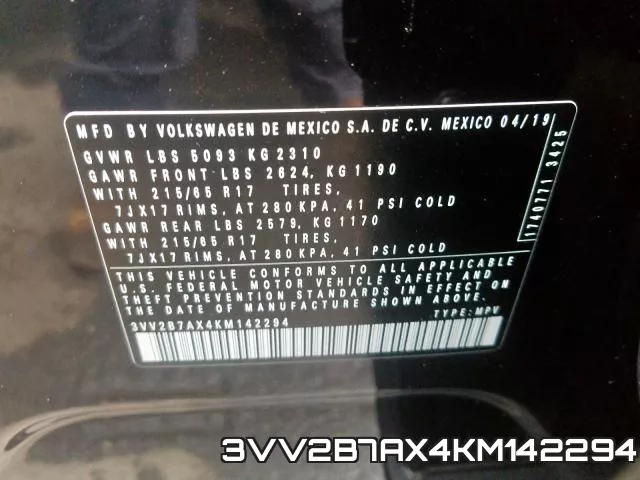 3VV2B7AX4KM142294
