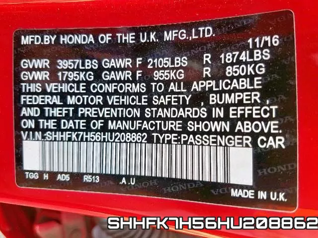 SHHFK7H56HU208862