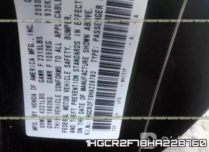 1HGCR2F78HA228760