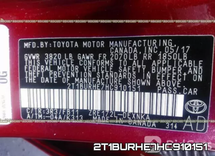 2T1BURHE7HC910151