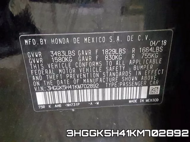 3HGGK5H41KM702892