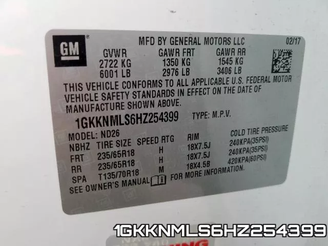 1GKKNMLS6HZ254399