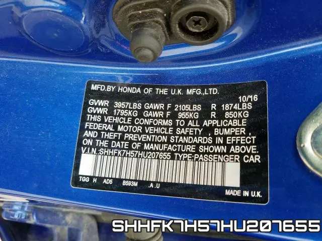 SHHFK7H57HU207655