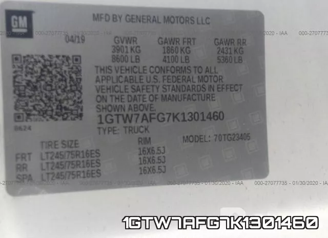 1GTW7AFG7K1301460