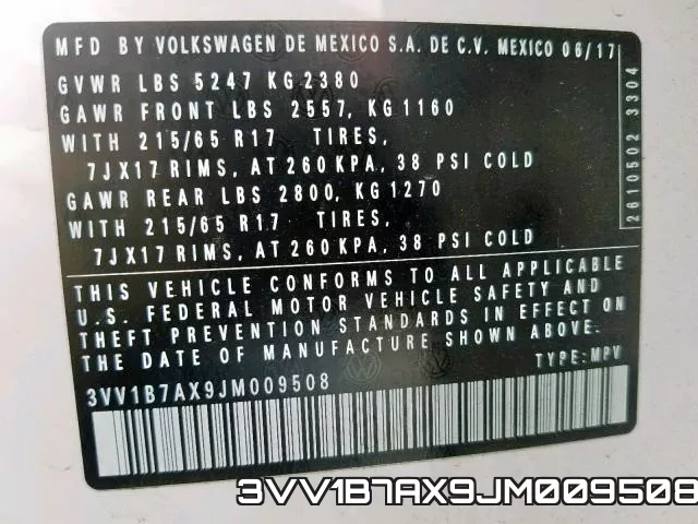 3VV1B7AX9JM009508