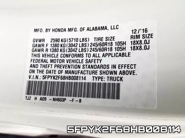 5FPYK2F68HB008114