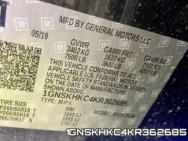 1GNSKHKC4KR362685