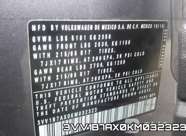 3VV1B7AX0KM032323