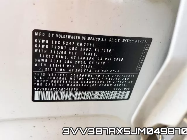 3VV3B7AX5JM049870