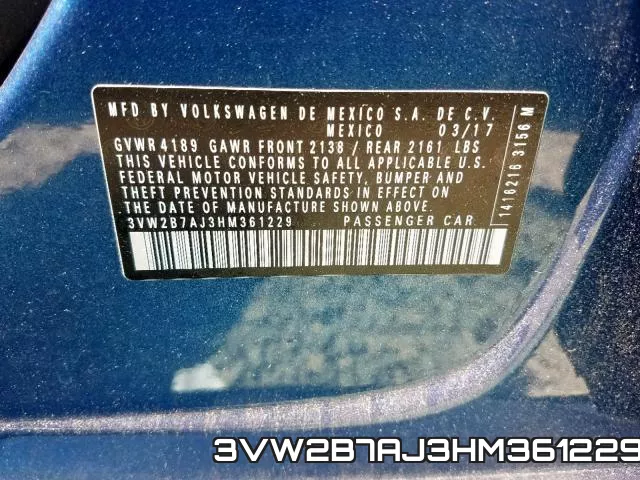 3VW2B7AJ3HM361229
