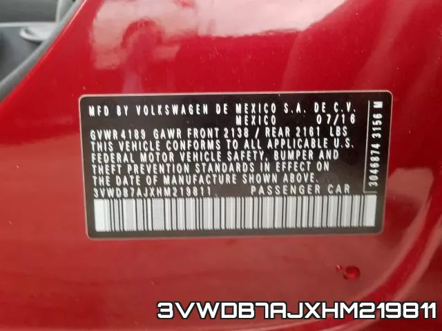 3VWDB7AJXHM219811