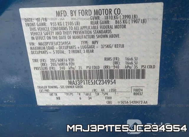 MAJ3P1TE5JC234954