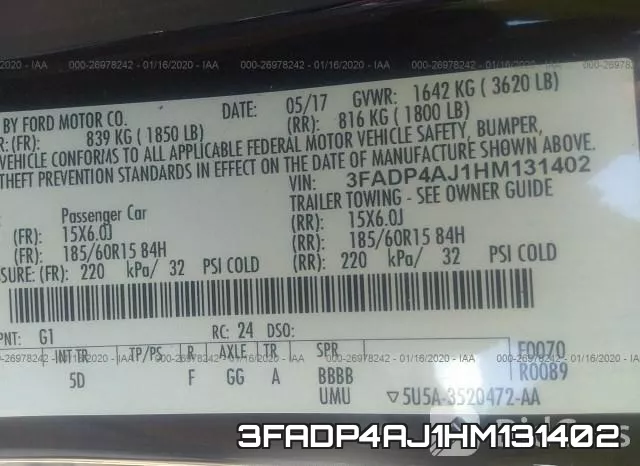3FADP4AJ1HM131402