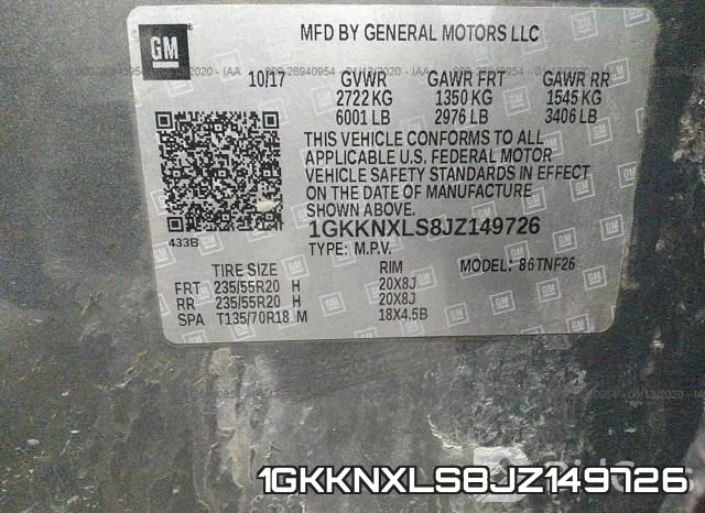 1GKKNXLS8JZ149726