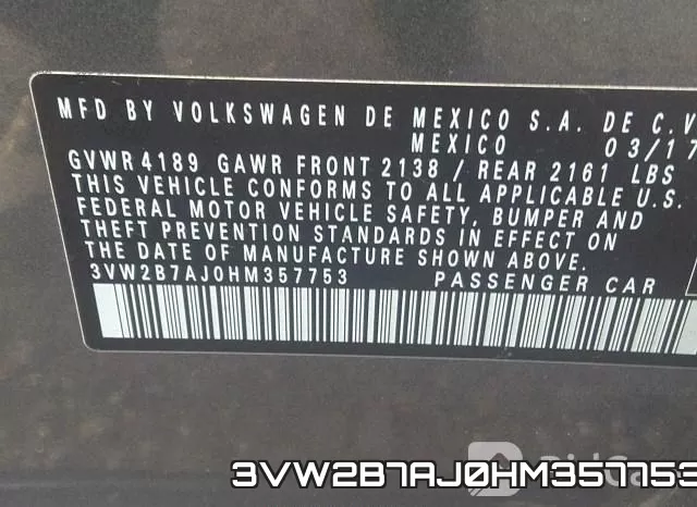 3VW2B7AJ0HM357753