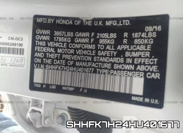 SHHFK7H24HU401677