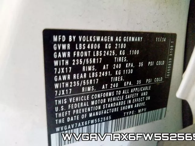 WVGAV7AX6FW552565