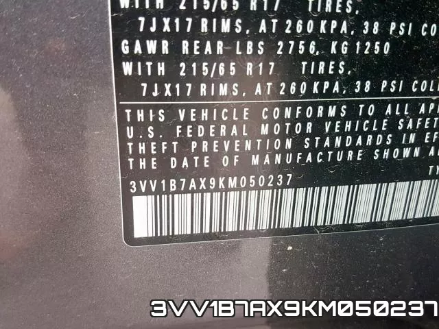 3VV1B7AX9KM050237