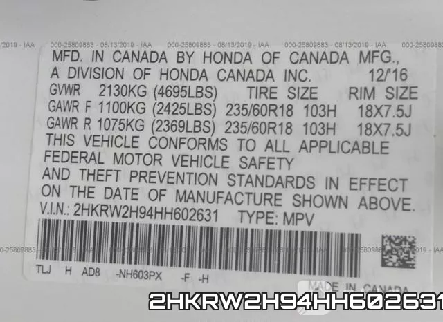 2HKRW2H94HH602631