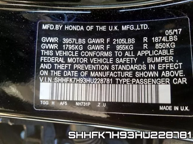 SHHFK7H93HU228781