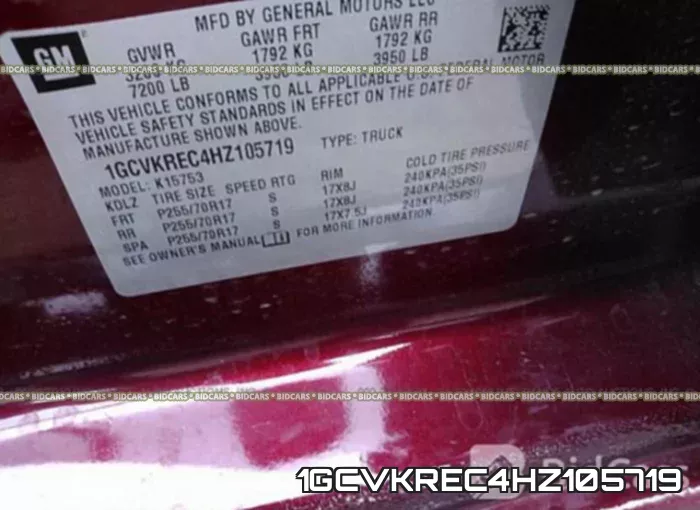 1GCVKREC4HZ105719