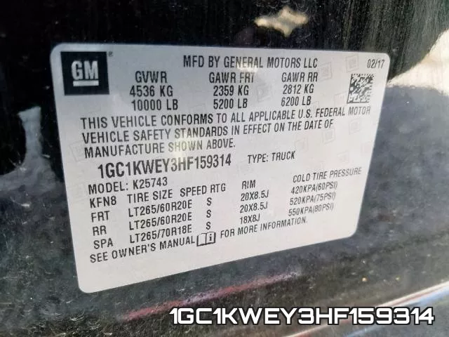 1GC1KWEY3HF159314