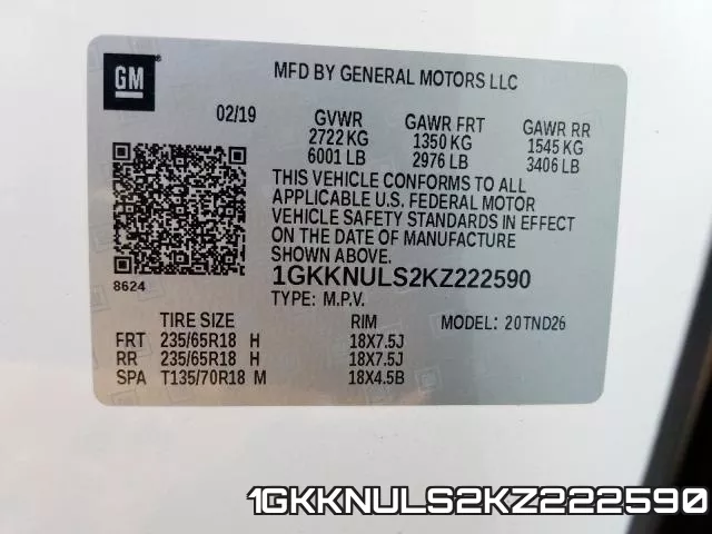 1GKKNULS2KZ222590