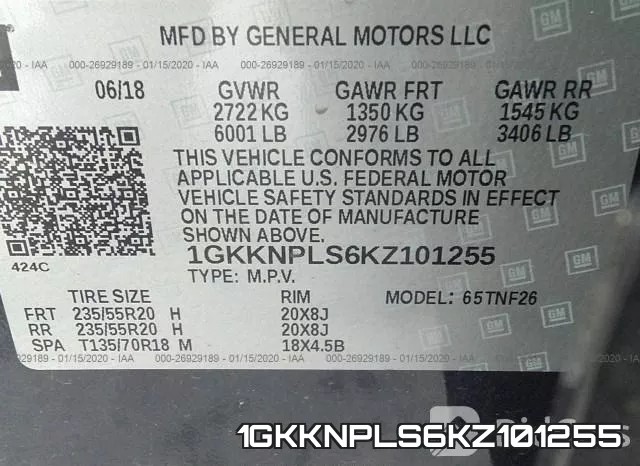 1GKKNPLS6KZ101255