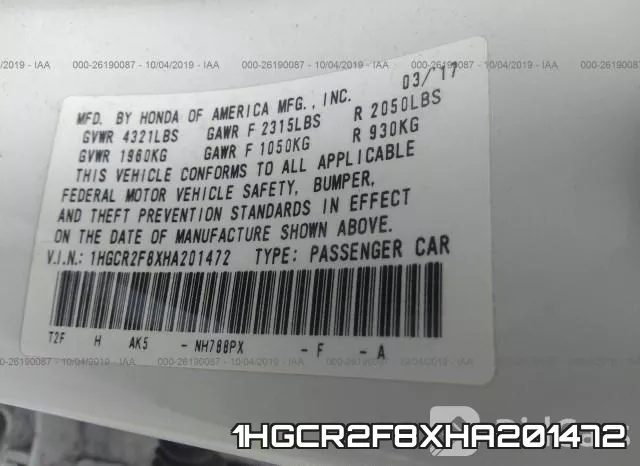1HGCR2F8XHA201472